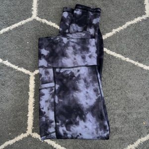 Yogalicious Lux Plus Size Charcoal Tie Dye Cropped Leggings Size 1X
